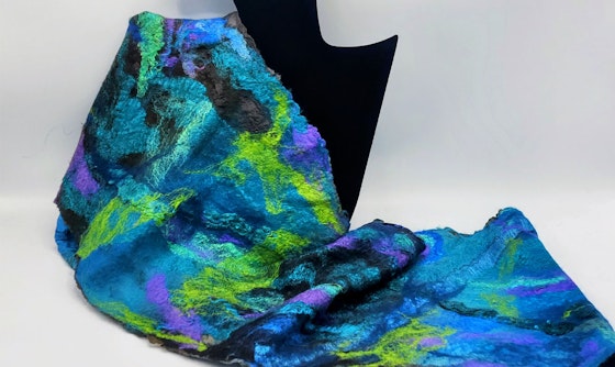 Wet Felting with Mixed Materials: Nuno Felt Art Scarf