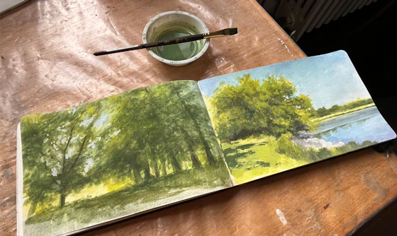 Gouache Painting and Sketching in Central Park