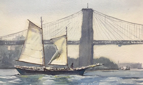 Watercolor on the Waterfront: Manhattan