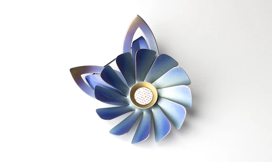 Anodized Niobium Flower Brooch