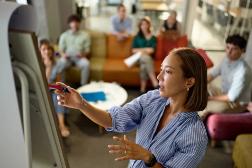 woman giving a presentation
