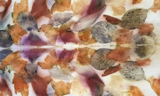 Natural Textile Dyes: Botanical Print Silk Scarf